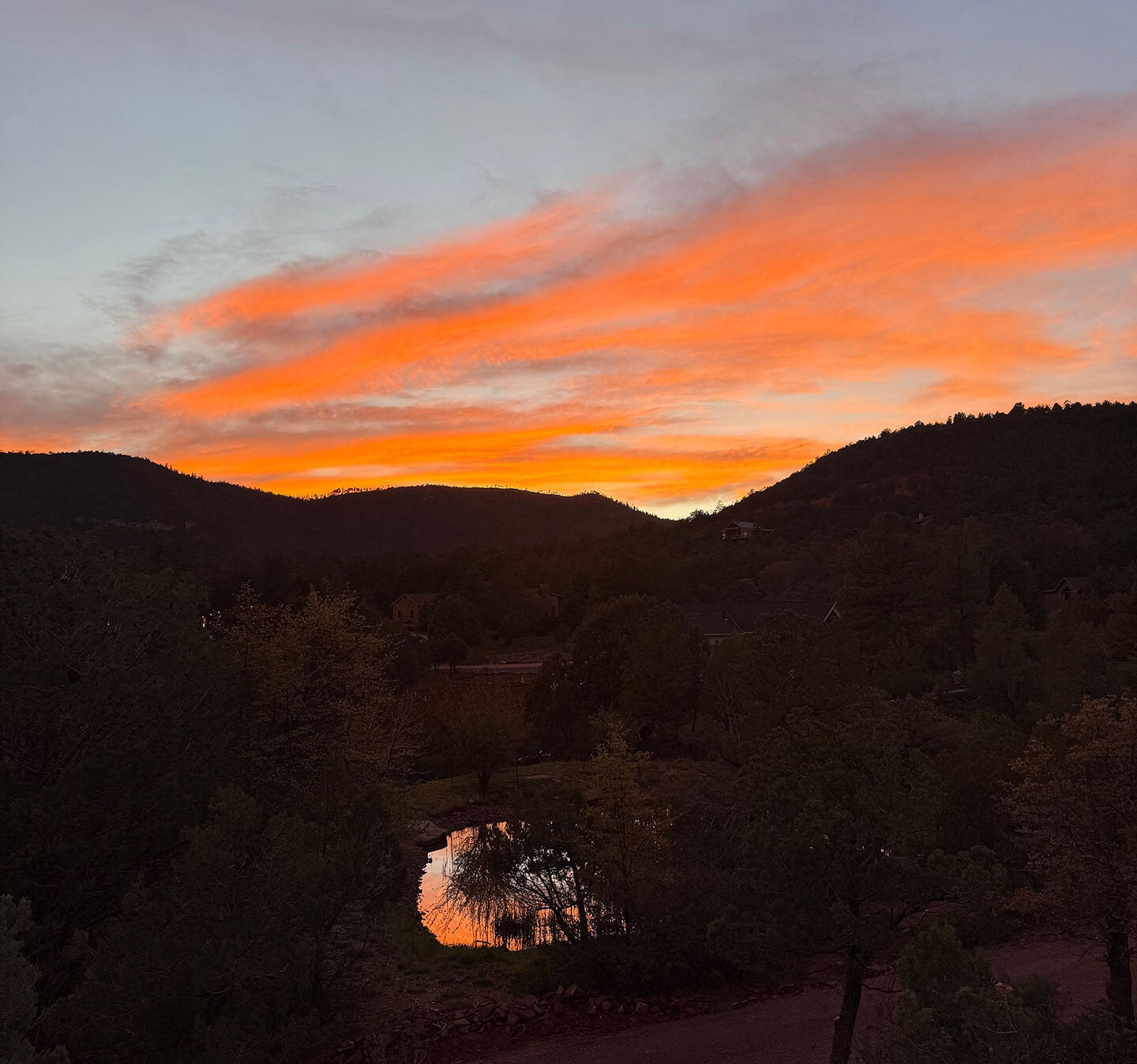 Aerial view of the 2.5 private acres
